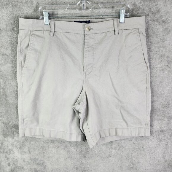 Mens Gray Chaps Stretch Chino Shorts 9" Inseam Cotton Elastane Blend Size 38 - Picture 2 of 10